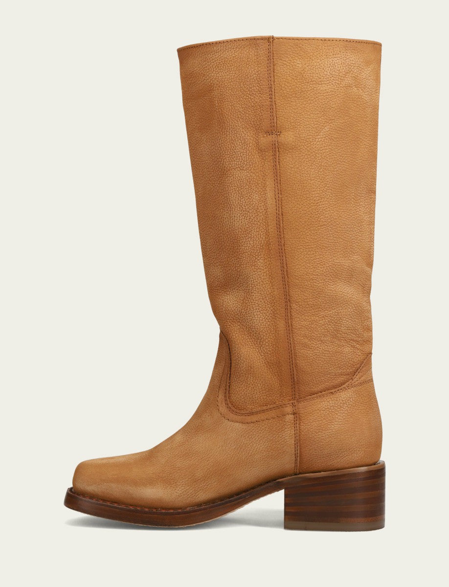 FRYE Women's Light Brown Campus 14L Wide Calf Boots