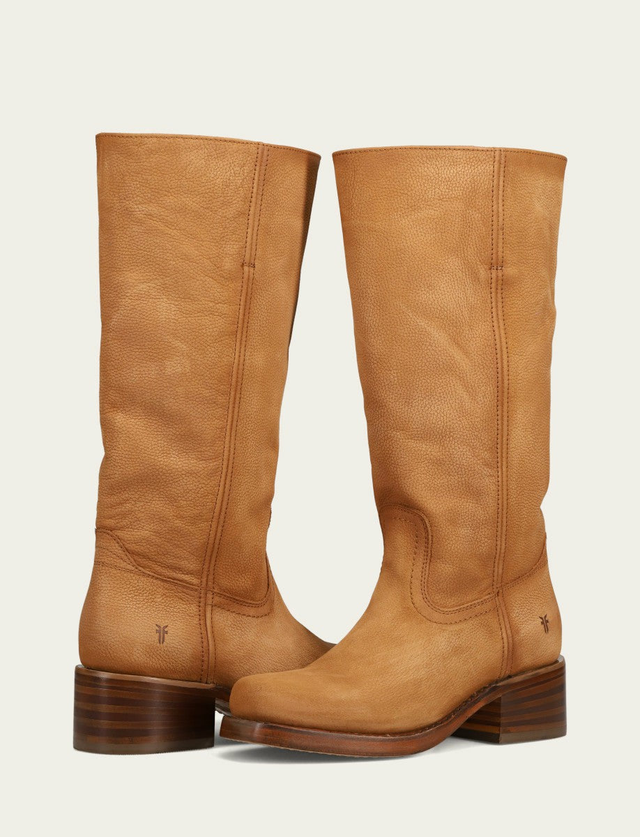 FRYE Women's Light Brown Campus 14L Wide Calf Boots