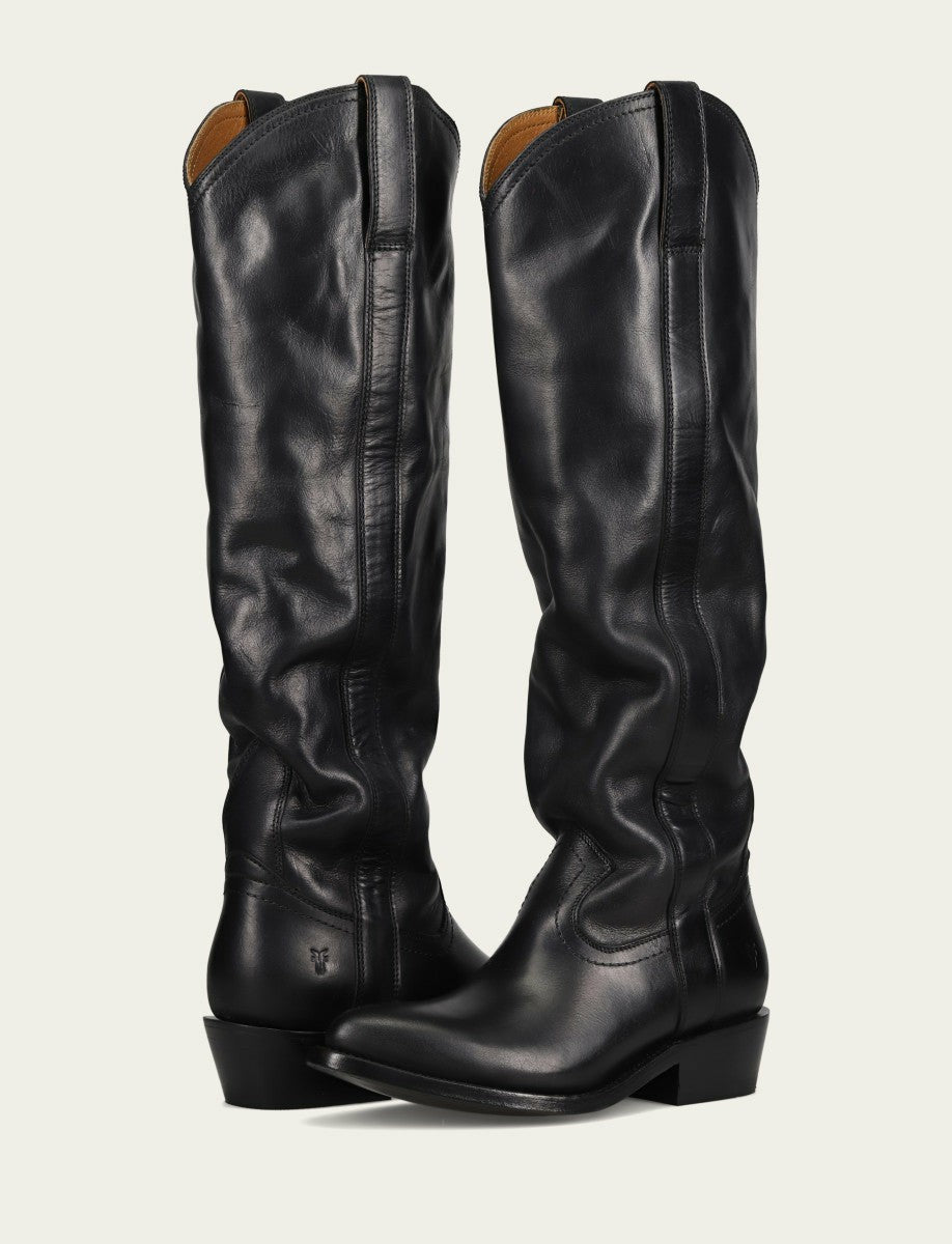 FRYE Women's Black Billy Softy Tall Western Boot