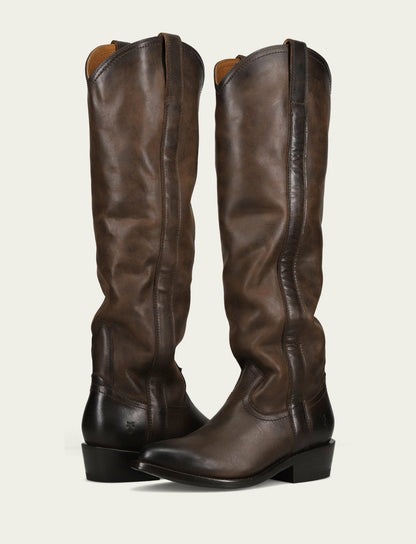FRYE Women's Brown Billy Softy Tall Western Boot