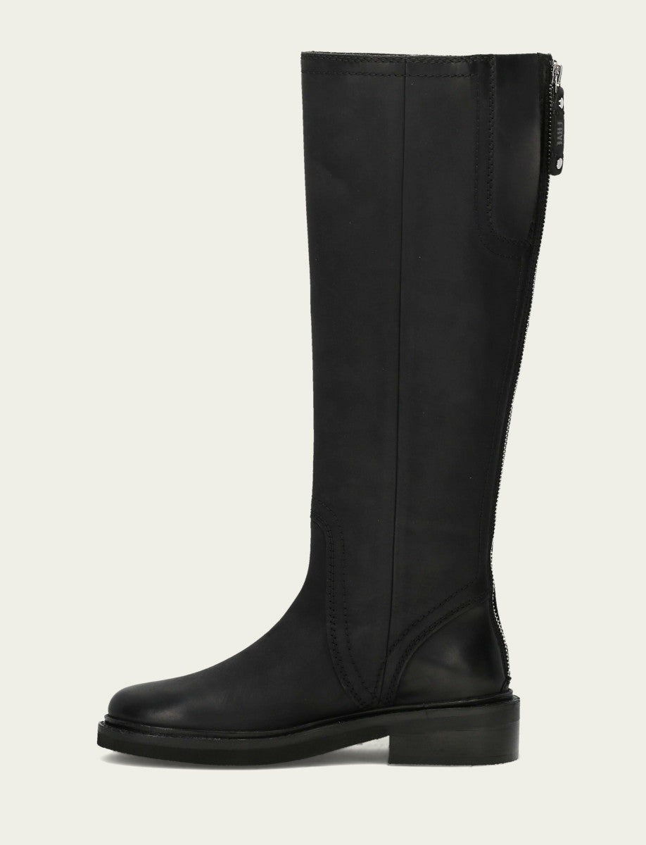 FRYE Women's Black Phoebe Tall Back Zip Boot