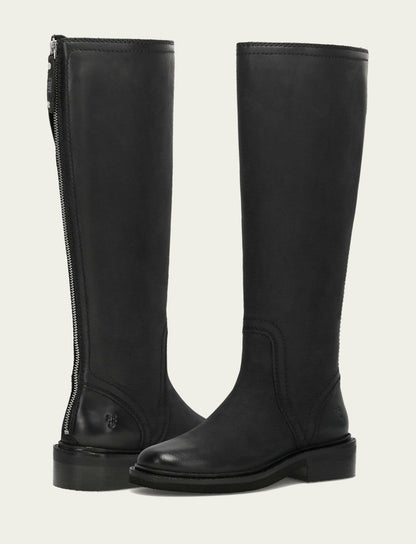 FRYE Women's Black Phoebe Tall Back Zip Boot