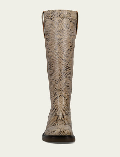 FRYE Women's Beige Snake Print Kate Pull On Riding Boot