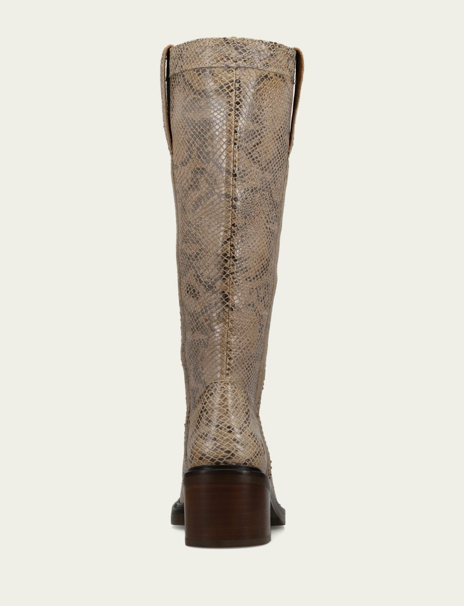 FRYE Women's Beige Snake Print Kate Pull On Riding Boot