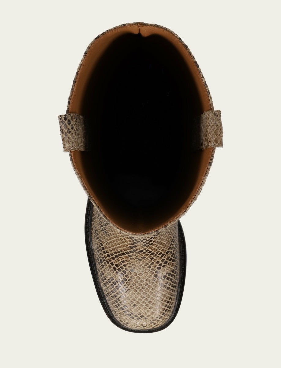 FRYE Women's Beige Snake Print Kate Pull On Riding Boot