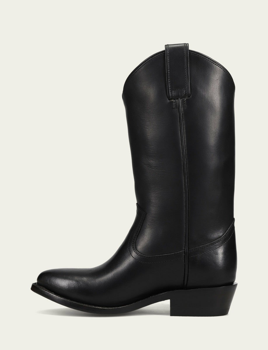 FRYE Women’s Black Leather Mid-Calf Billy Pull On Boots