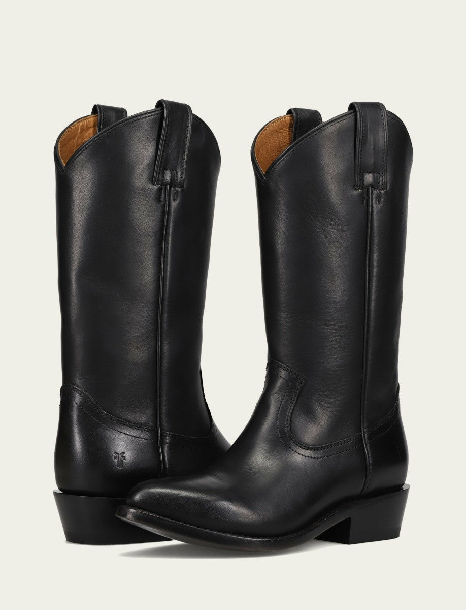 FRYE Women’s Black Leather Mid-Calf Billy Pull On Boots