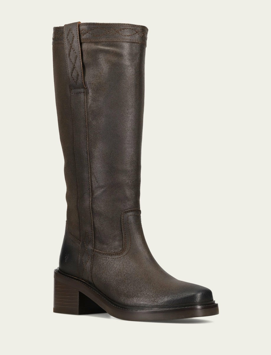 FRYE Women's Chocolate Suede Kate Pull On Tall Riding Boot