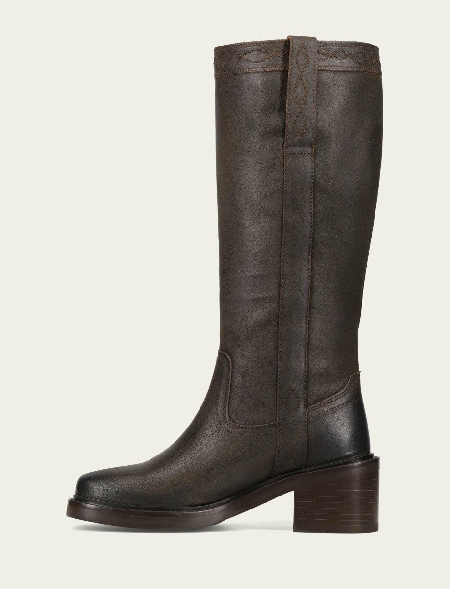 FRYE Women's Chocolate Suede Kate Pull On Tall Riding Boot