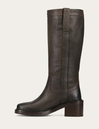 FRYE Women's Chocolate Suede Kate Pull On Tall Riding Boot