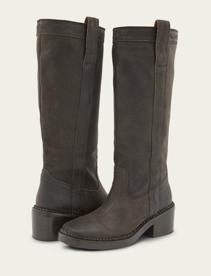 FRYE Women's Chocolate Suede Kate Pull On Tall Riding Boot