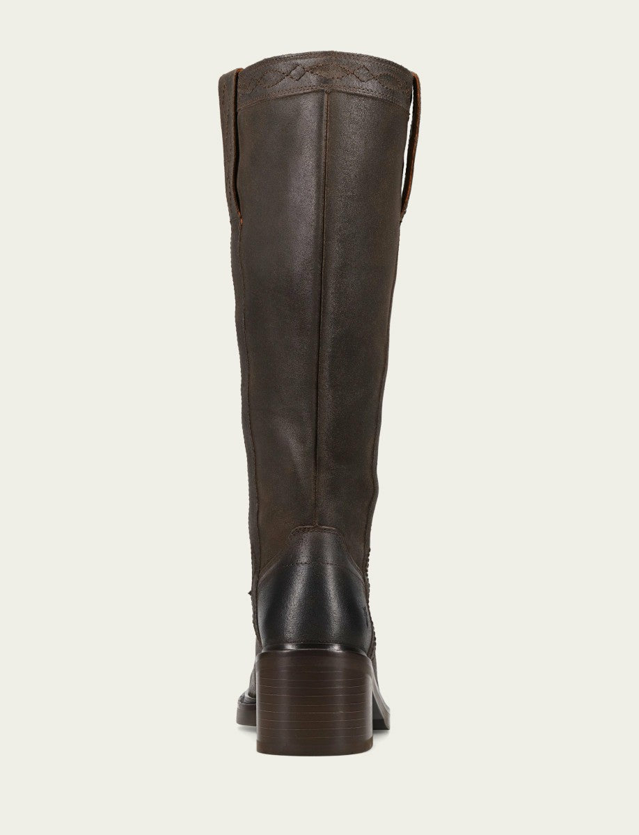 FRYE Women's Chocolate Suede Kate Pull On Tall Riding Boot