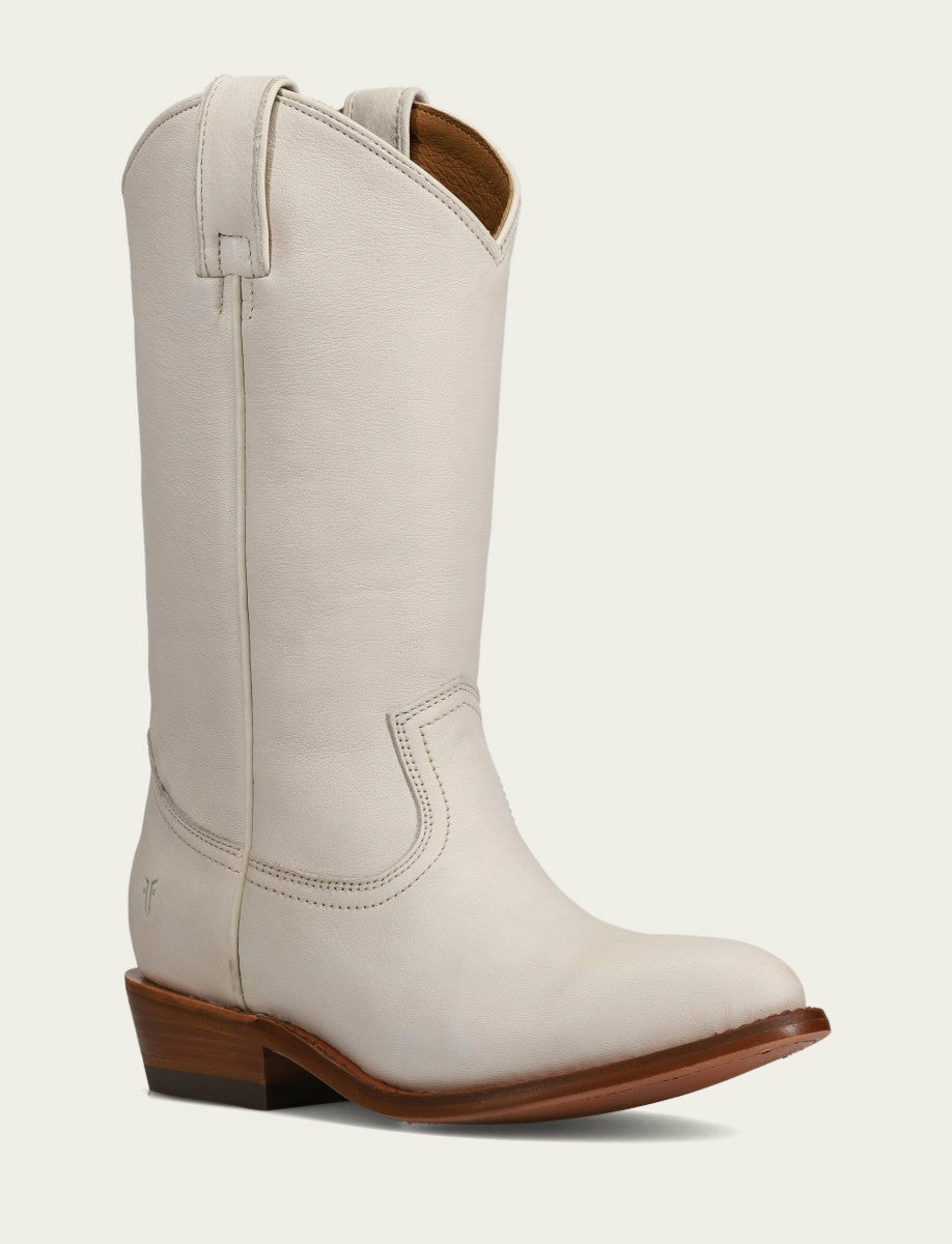 FRYE Women’s White Leather Mid-Calf Billy Pull On Boots