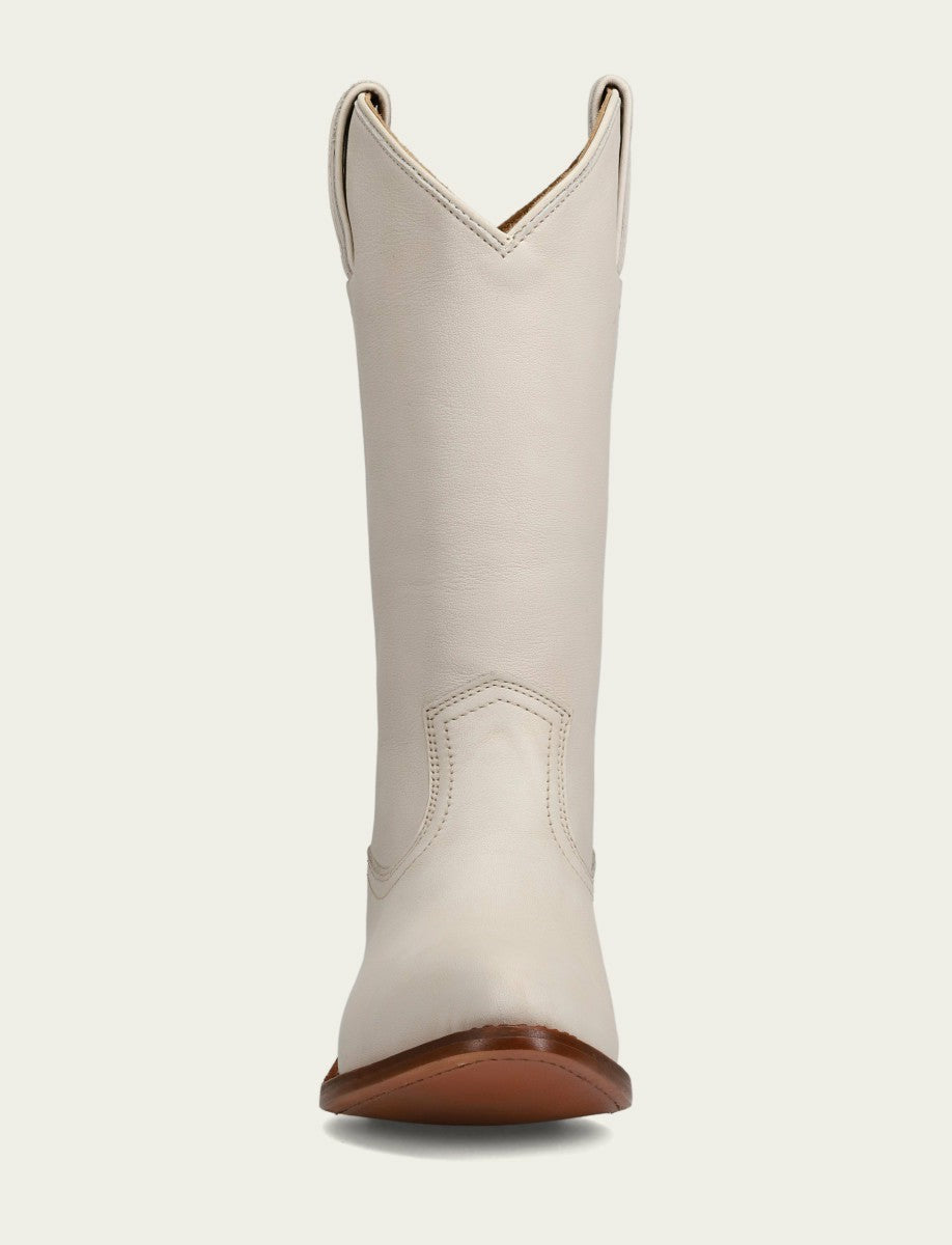 FRYE Women’s White Leather Mid-Calf Billy Pull On Boots