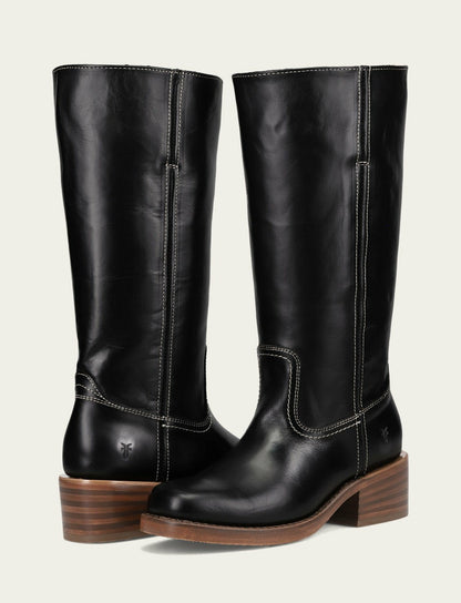 FRYE Women's Campus 14L Jet Black Wide Calf Boots