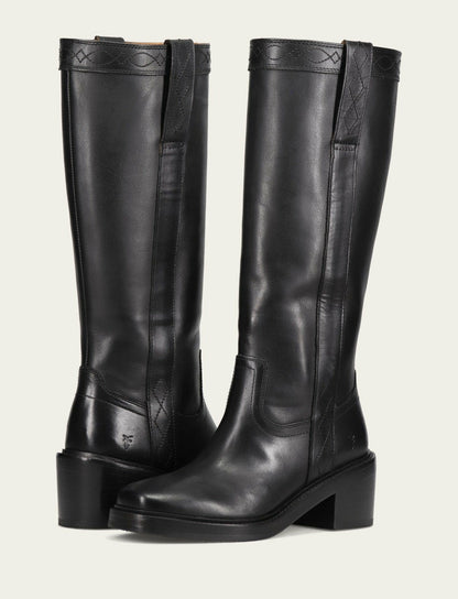 FRYE Women's Black Kate Pull On Wide Calf Tall Boots