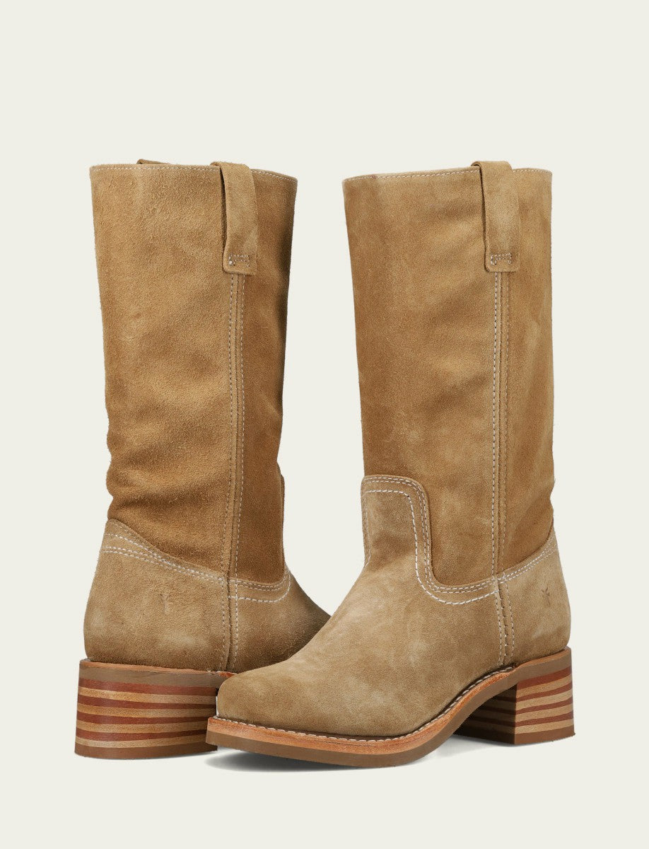 FRYE Women’s Tan Buck Campus 12R Suede Boots