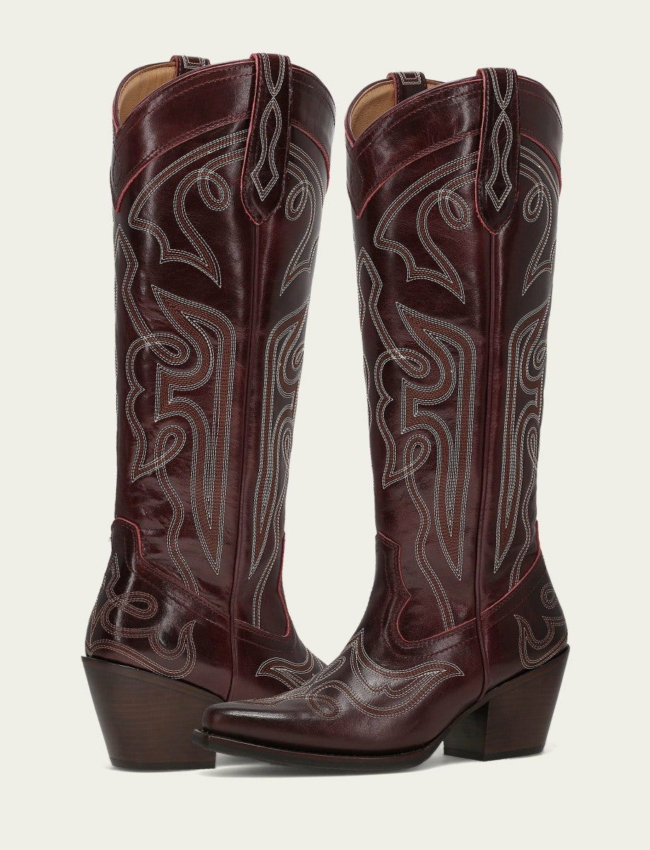 FRYE Women’s Bordeaux Laila Double F Deco Leather Boots