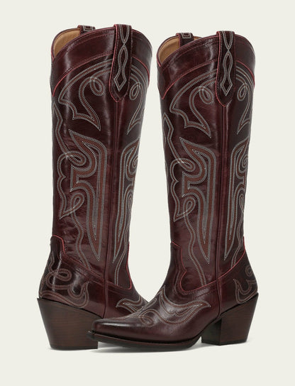 FRYE Women’s Bordeaux Laila Double F Deco Leather Boots
