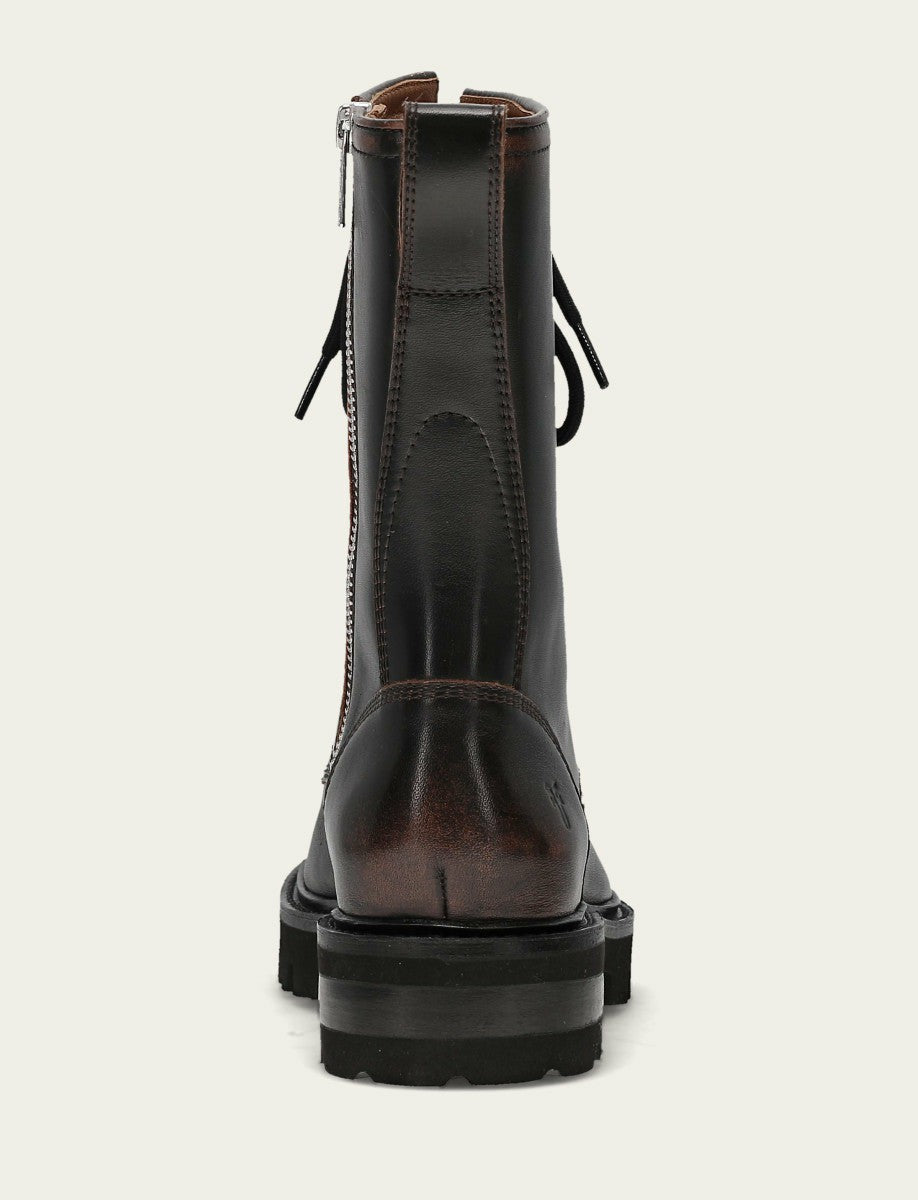 FRYE Women's Antique Black Olivia Combat Boot