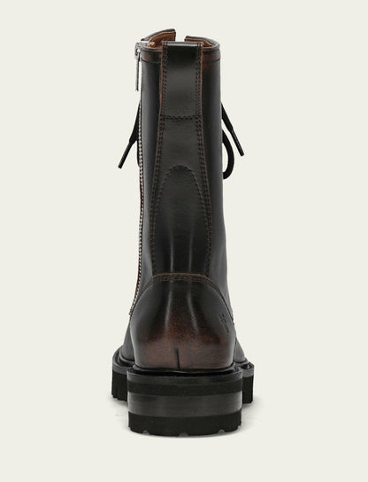 FRYE Women's Antique Black Olivia Combat Boot