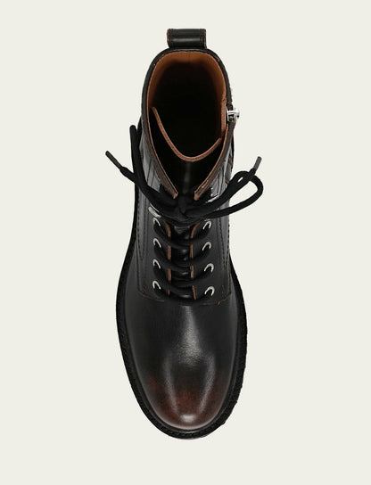 FRYE Women's Antique Black Olivia Combat Boot