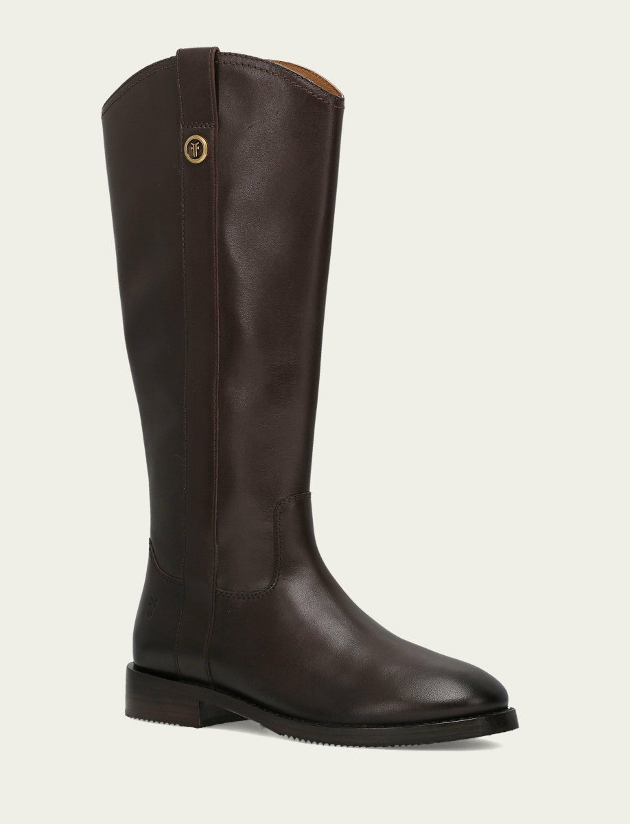 FRYE Women's Dark Brown Melissa Button Tall Inside Zip Boot