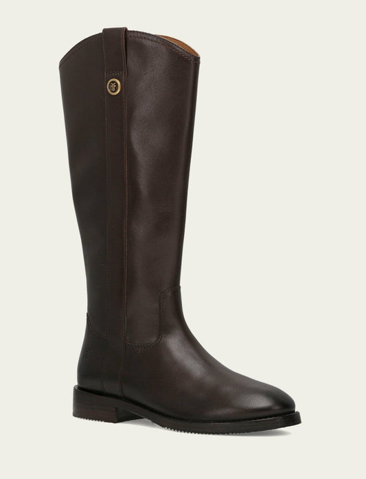 FRYE Women's Dark Brown Melissa Button Tall Inside Zip Boot