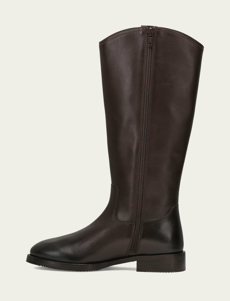 FRYE Women's Dark Brown Melissa Button Tall Inside Zip Boot