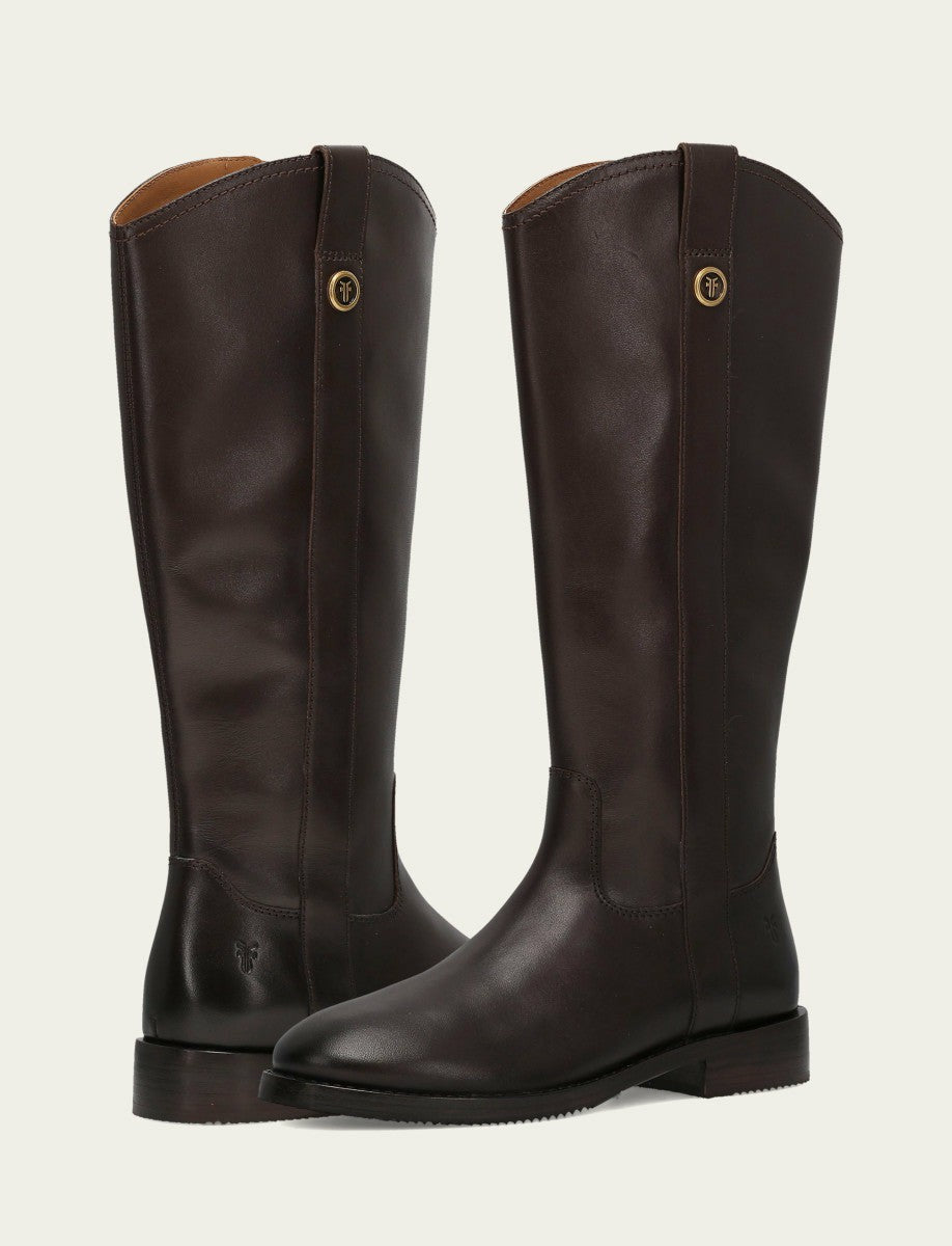FRYE Women's Dark Brown Melissa Button Tall Inside Zip Boot