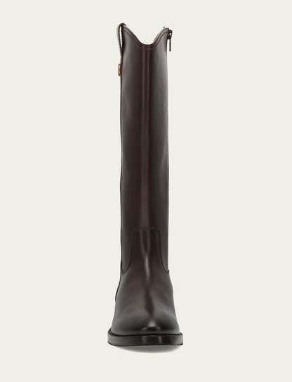 FRYE Women's Dark Brown Melissa Button Tall Inside Zip Boot