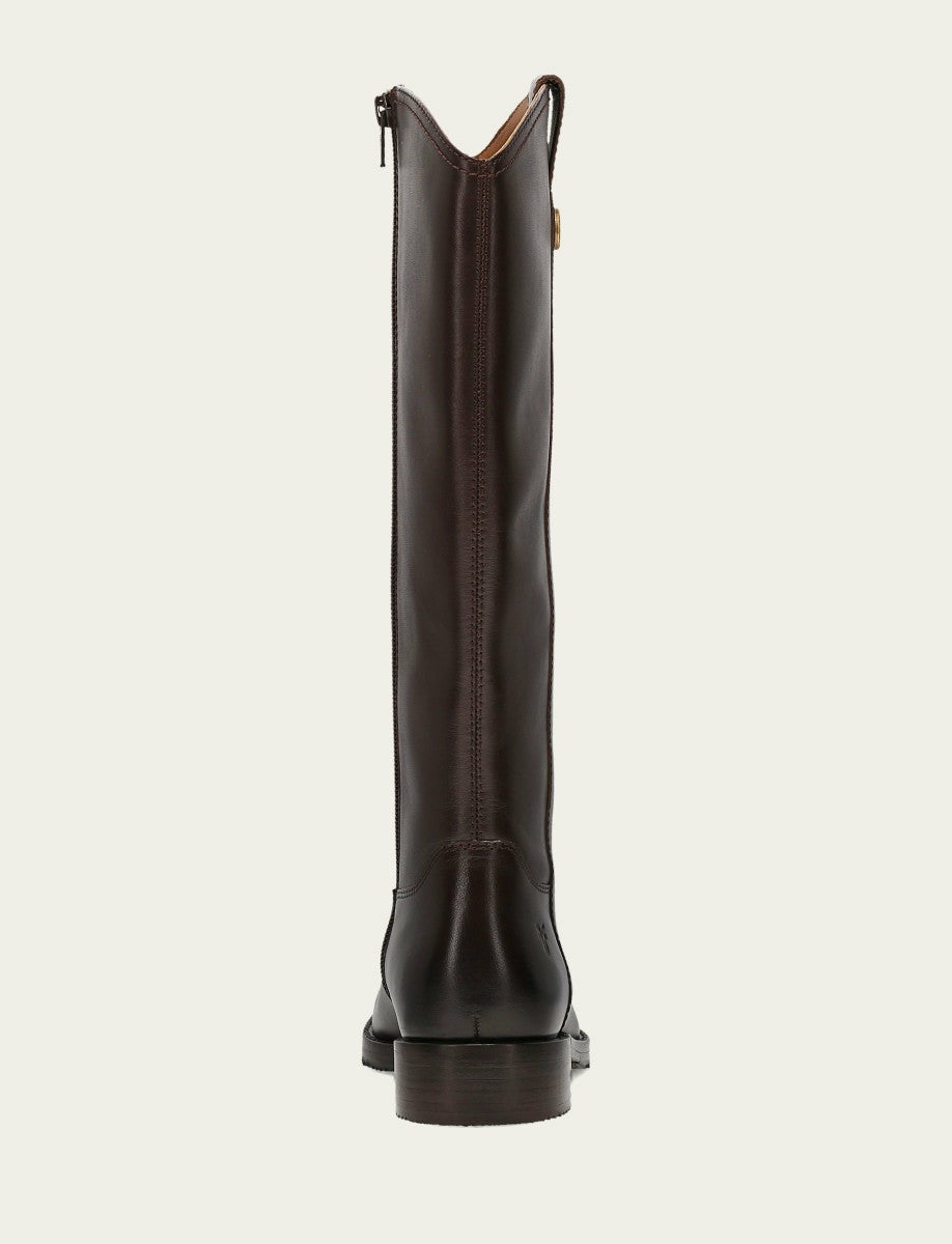FRYE Women's Dark Brown Melissa Button Tall Inside Zip Boot