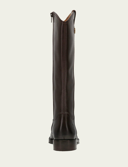 FRYE Women's Dark Brown Melissa Button Tall Inside Zip Boot