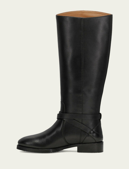 FRYE Women's Black Melissa Belted Riding Wide Calf Boot