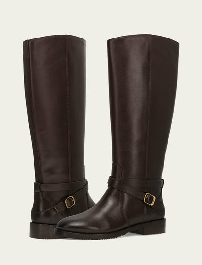 FRYE Women's Dark Brown Melissa Belted Riding Boot