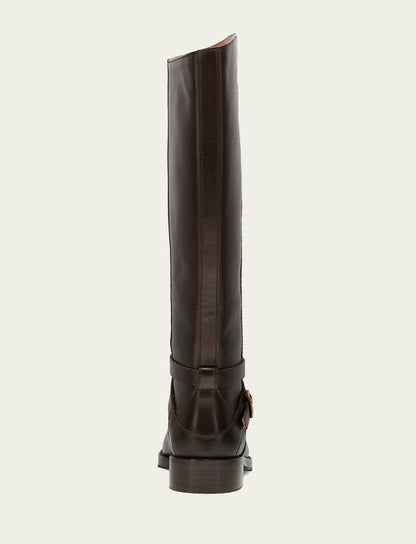 FRYE Women's Dark Brown Melissa Belted Riding Boot