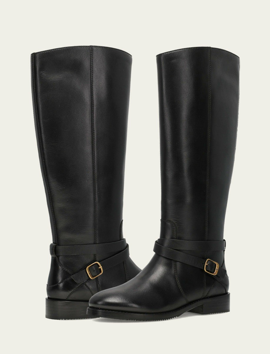 FRYE Women's Black Melissa Belted Riding Boot