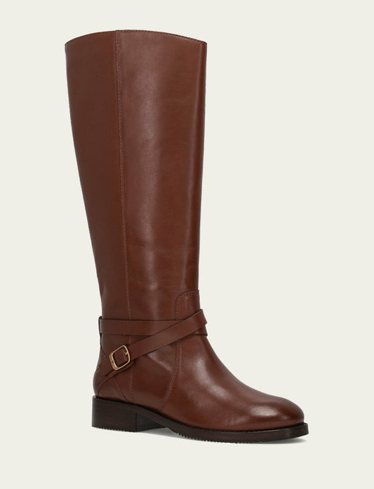 FRYE Women's Walnut Melissa Belted Riding Wide Calf Boot