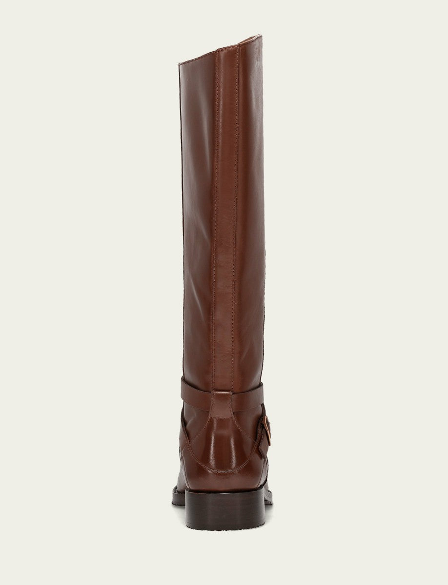FRYE Women's Walnut Melissa Belted Riding Wide Calf Boot