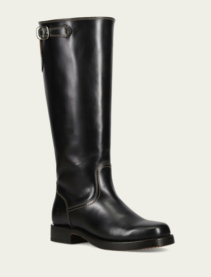 FRYE Women's Black Campus Low Heel Tall Riding Wide Calf Boot