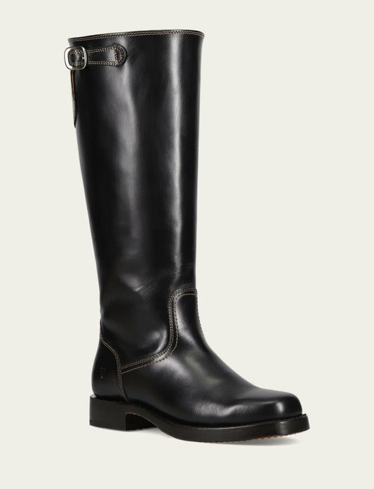 FRYE Women's Black Campus Low Heel Tall Riding Wide Calf Boot