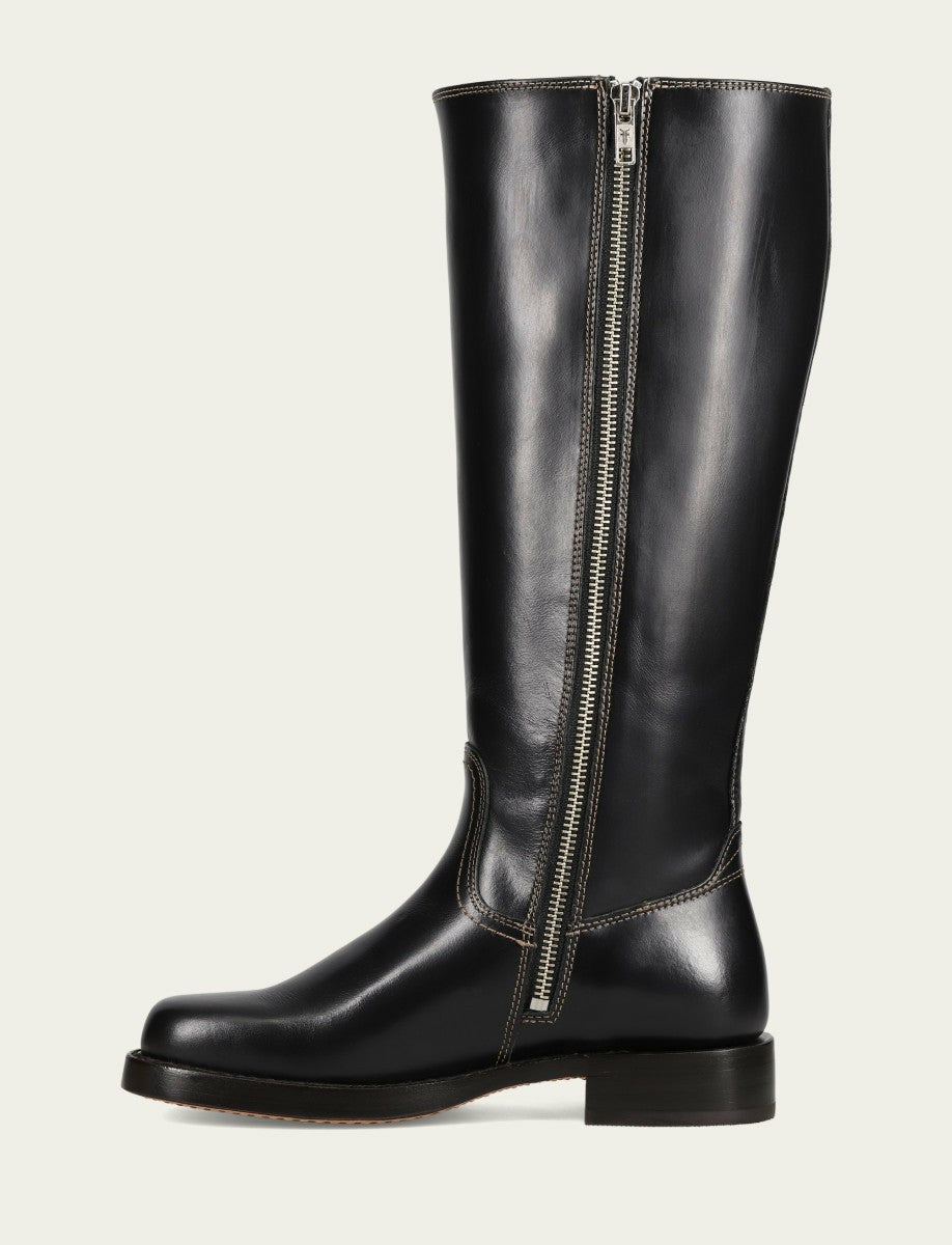 FRYE Women's Black Campus Low Heel Tall Riding Wide Calf Boot