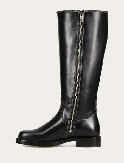 FRYE Women's Black Campus Low Heel Tall Riding Wide Calf Boot
