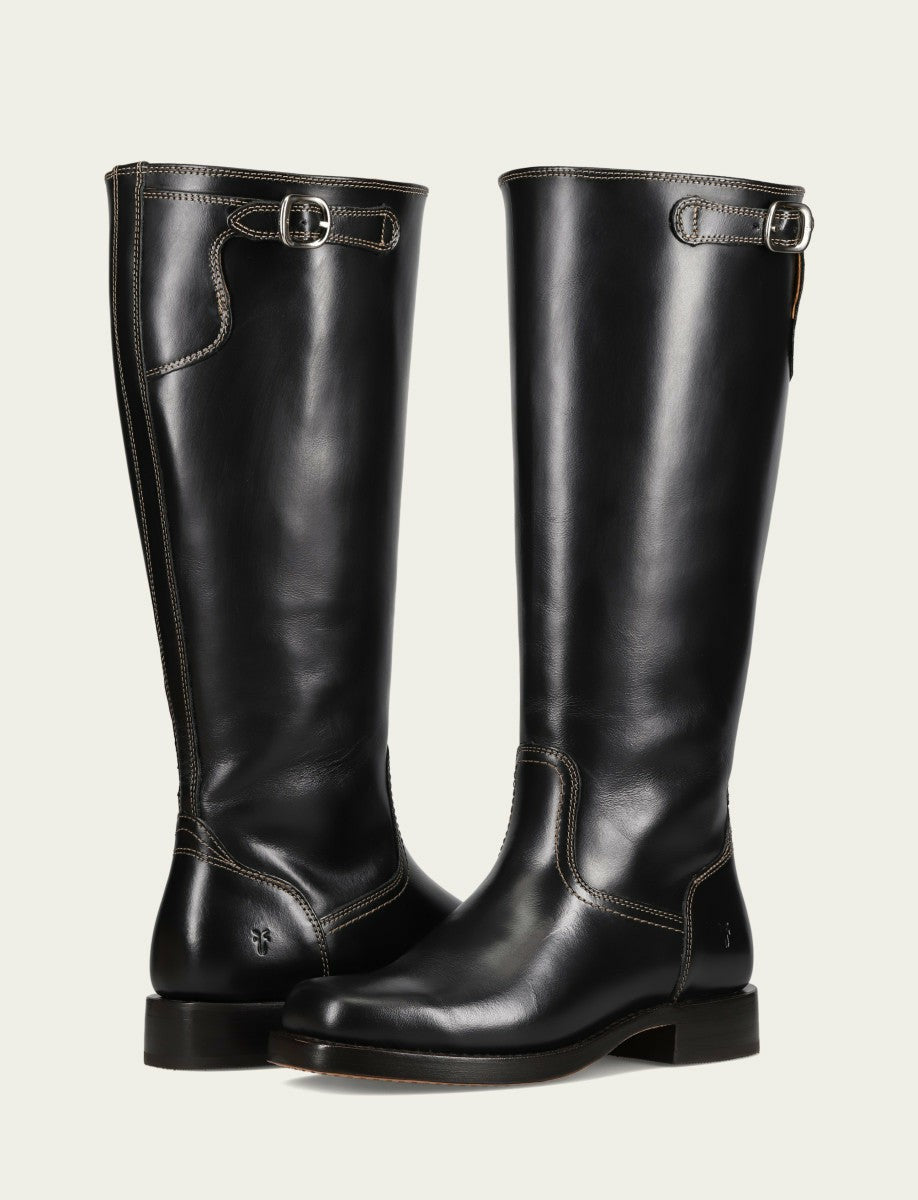 FRYE Women's Black Campus Low Heel Tall Riding Wide Calf Boot