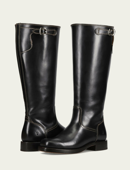 FRYE Women's Black Campus Low Heel Tall Riding Wide Calf Boot