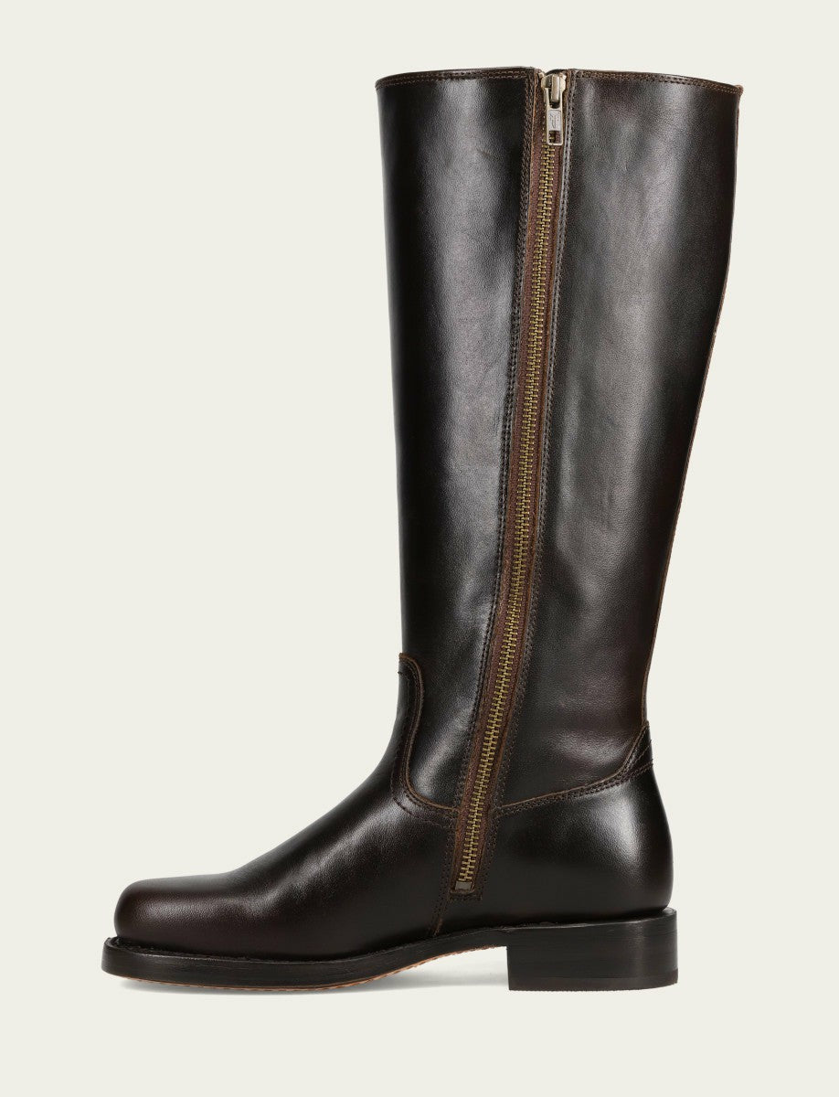 FRYE Women's Bourbon Campus Low Heel Tall Riding Wide Calf Boot