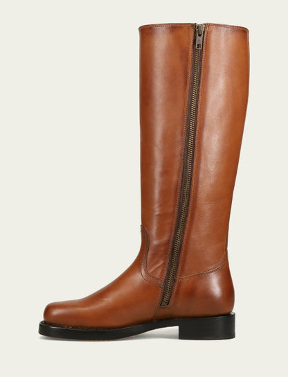 FRYE Women's Cognac Campus Low Heel Tall Riding Boot