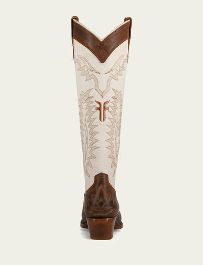 FRYE Women’s Toffee White Sacha Feather Deco Tall Boots