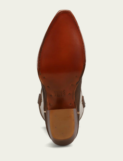 FRYE Women’s Toffee White Sacha Feather Deco Tall Boots