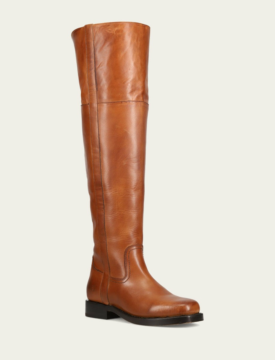 FRYE Women's Cognac Campus Low Heel Over The Knee Boot